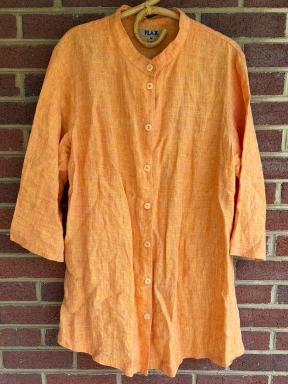 Flax Orange Button Down Long Sleeve Top Women's Medium